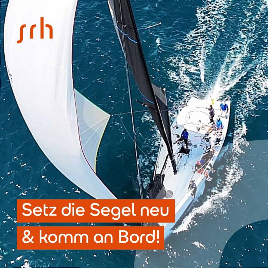 Segelboot; passend zum Text: Setz die Segel neu und komm in unser Team.